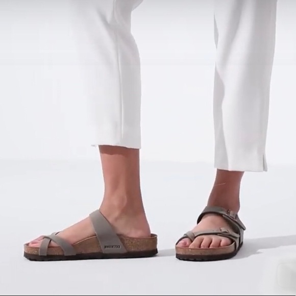 NWT Birkenstock Mayari Birko-Flor Nubuck Stone Thong Sandals - Picture 3 of 14